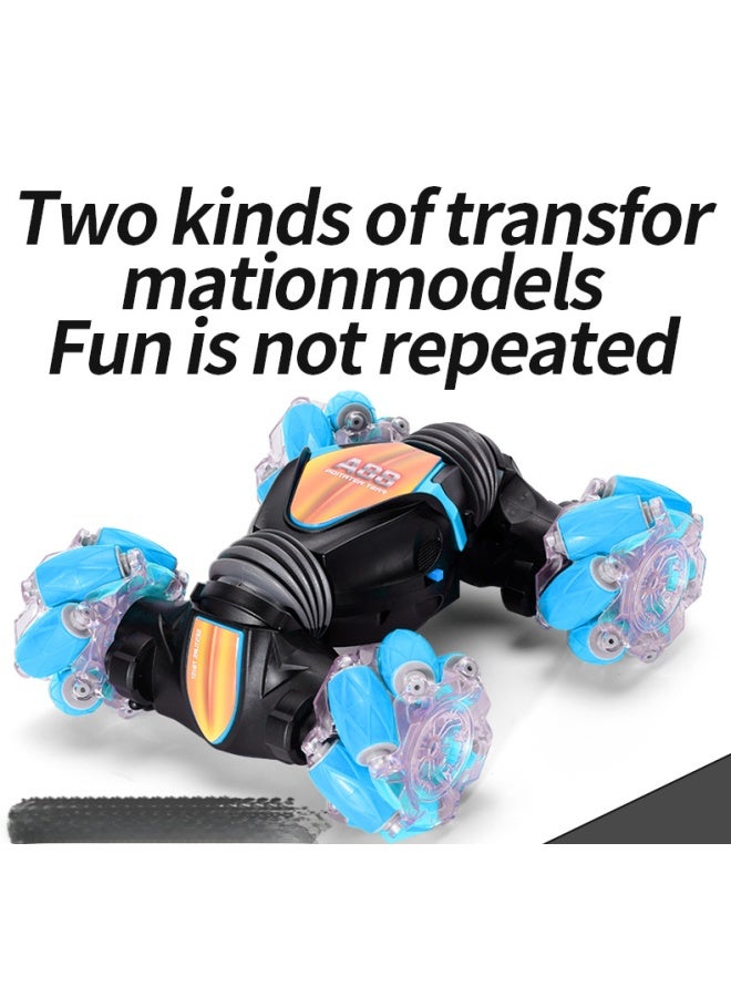 Loquat Gesture Sensing Stunt Light Four-wheel Drive Twist Car Street Stall Electric Children's Toy Remote Control Car-Color:*dual Remote Control-blue-88a (21cm) 0.78kg - Image 4