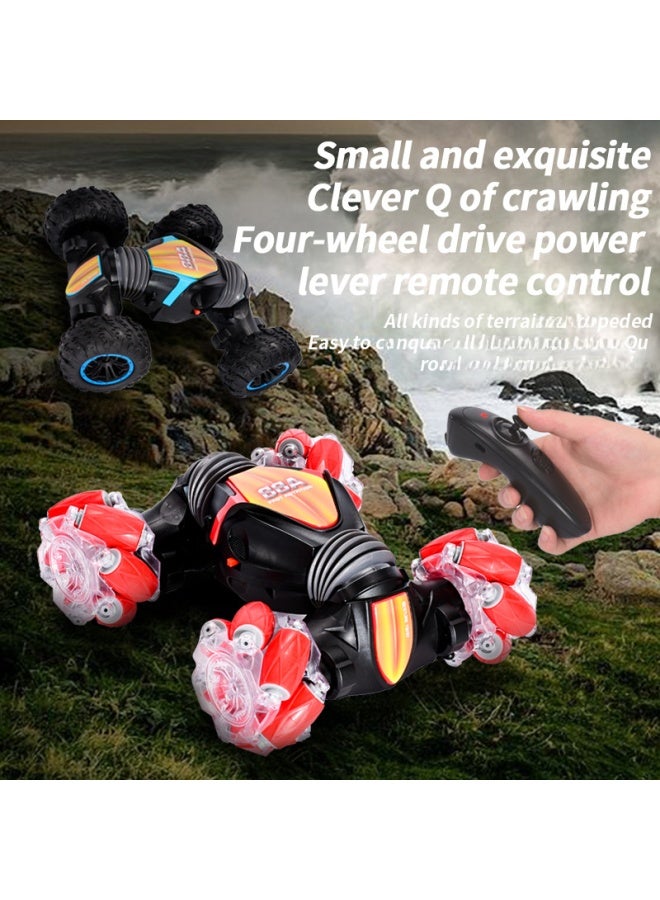 Loquat Gesture Sensing Stunt Light Four-wheel Drive Twist Car Street Stall Electric Children's Toy Remote Control Car-Color:*dual Remote Control-blue-88a (21cm) 0.78kg - Image 5