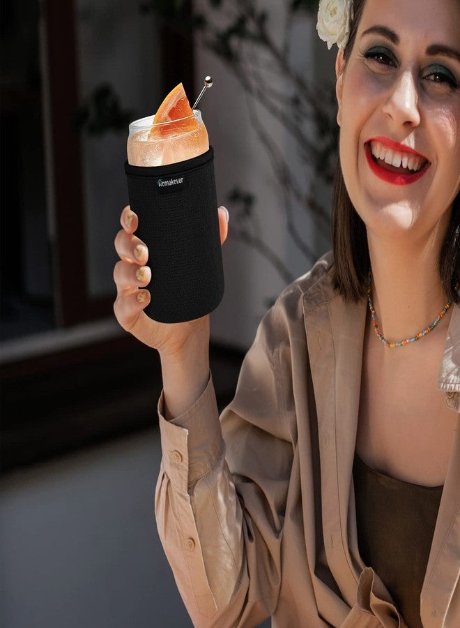 Homakover 16oz Beer Can Glass Sleeve Soda Beer Can Cooler Holder Non-slip Neoprene Glass Tumbler Cup Sleeves 2 Pack, Insulators Cover for Party Beverages Drink Can (Black x2) - Image 4