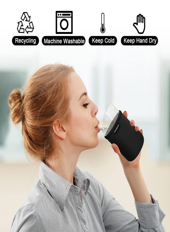 Homakover 16oz Beer Can Glass Sleeve Soda Beer Can Cooler Holder Non-slip Neoprene Glass Tumbler Cup Sleeves 2 Pack, Insulators Cover for Party Beverages Drink Can (Black x2) - Image 2