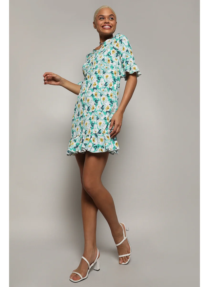 كامبوس سوترا Women's Baby Blue Botanical Cluster Dress