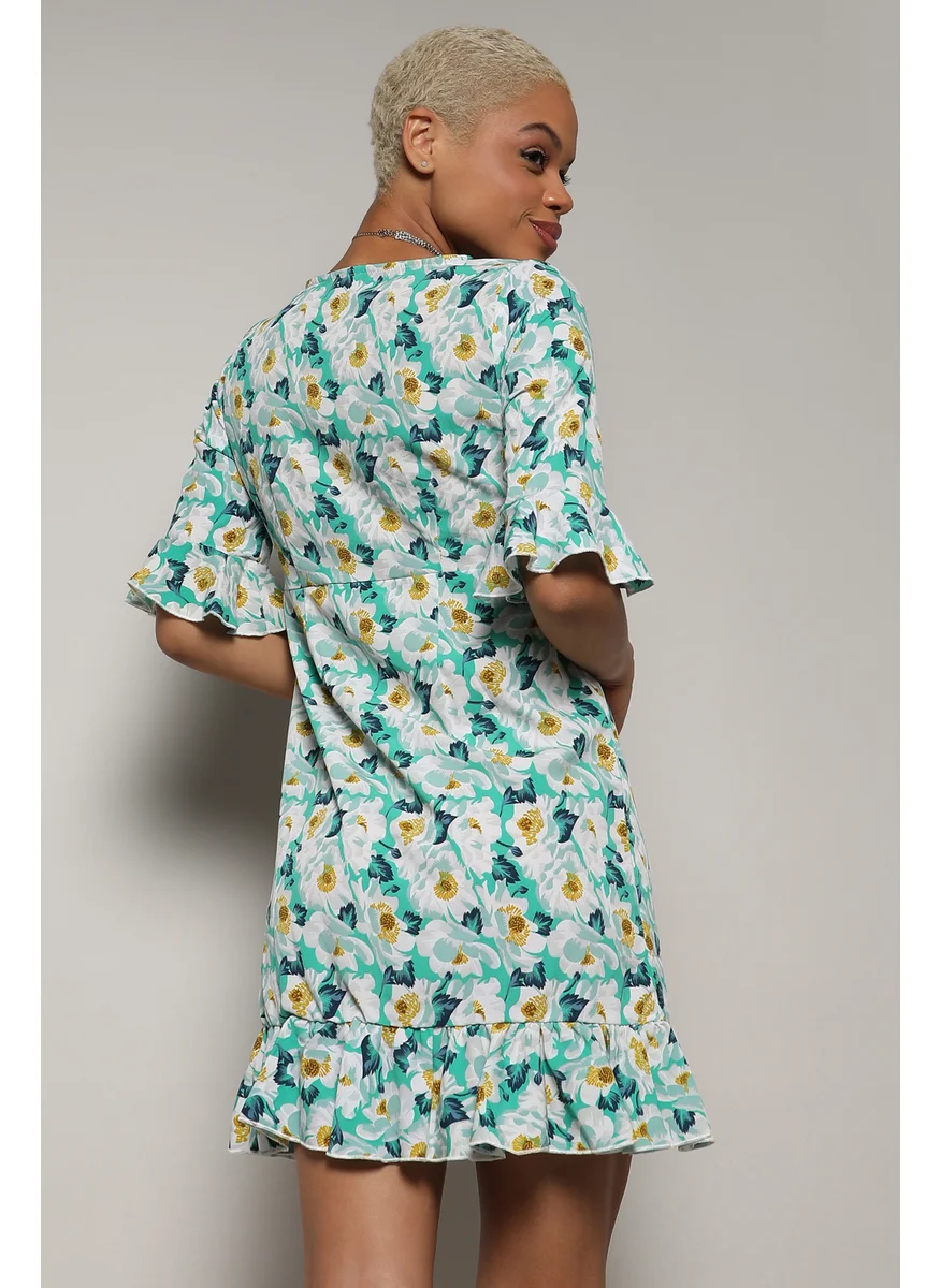 كامبوس سوترا Women's Baby Blue Botanical Cluster Dress