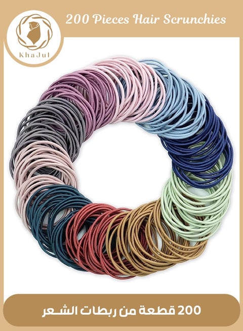 200-Piece Elastic Hair Bands Ties Ponytail Holders for Women and Girls Multicolor