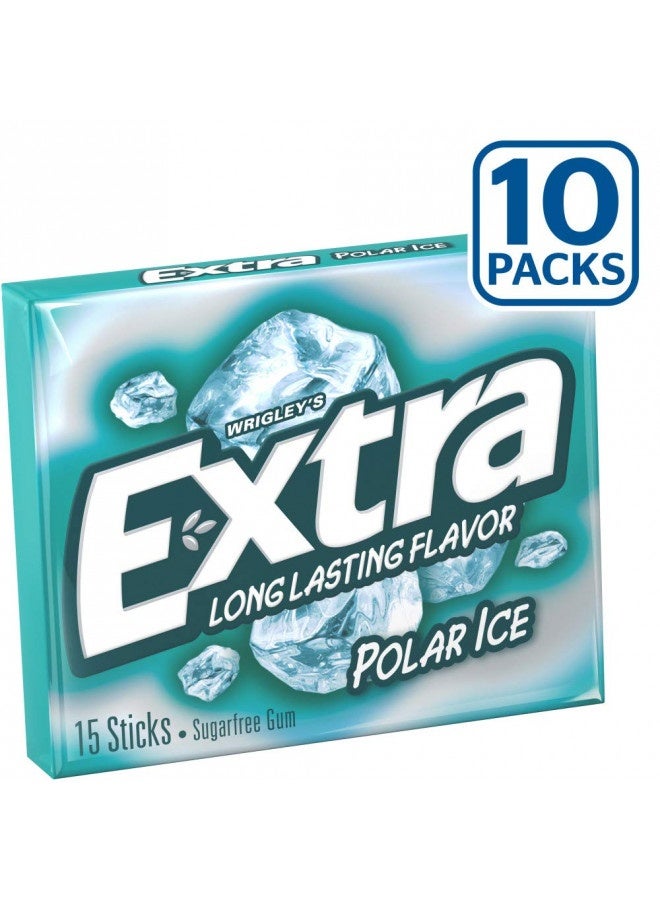 Extra Extra Polar Ice Sugarfree Gum, 15 Sticks (Pack Of 10)  - Image 1