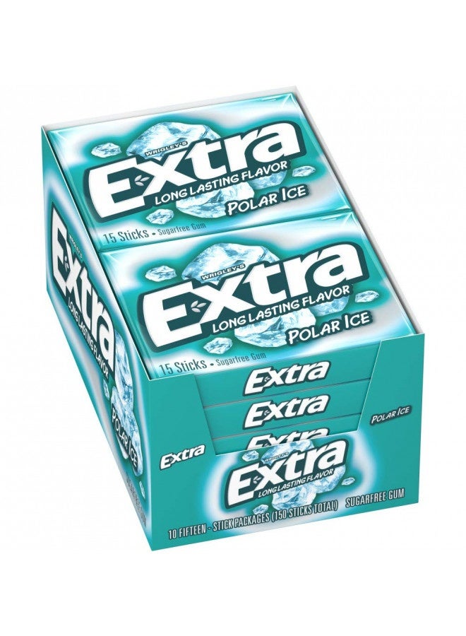 Extra Extra Polar Ice Sugarfree Gum, 15 Sticks (Pack Of 10)  - Image 3
