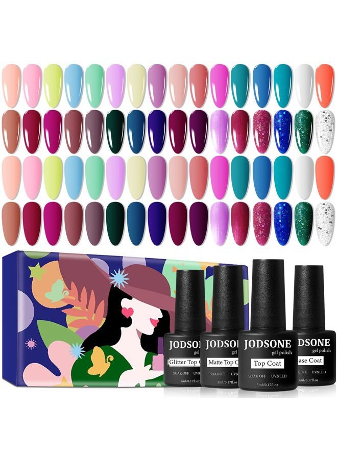 JODSONE 32+4 Pcs Gel Nail Polish Kit Soak Off Gel Polish Set Glitter Gel Nail Kit Nail Art Salon DIY at Home Manicure Kit - Image 1