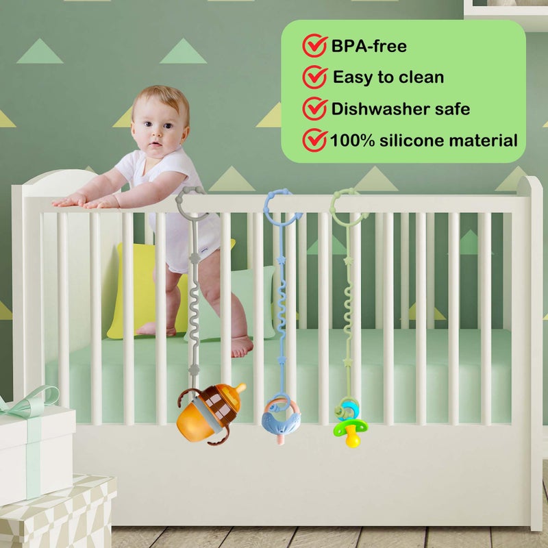 RTMOK Toy Straps for Baby,RTMOK Silicone Setpacifier Clip,Applies to Car Seat Toy,Teether Toy,High Chair,Stroller Accessories,Baby Toy Clips,Cribs,Rocking Chair - Image 5