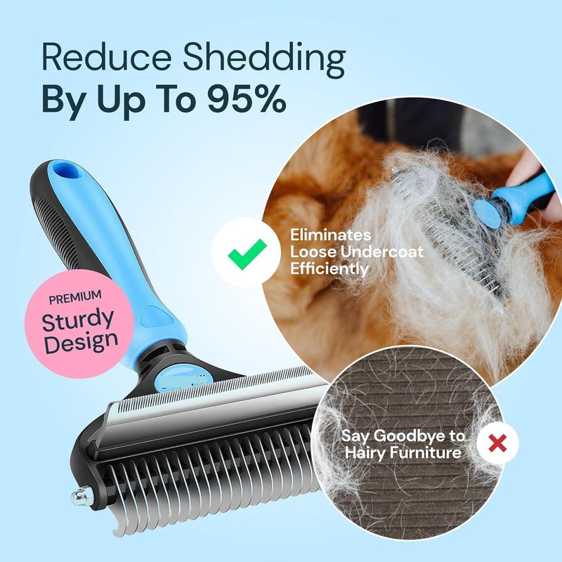 COFIEX 2-in-1 Dog Grooming Kit: Deshedding Tool & Dematting Comb for Small to Large Breeds - Reduce Shedding by 95% - Remove Mats and Tangles - Ideal for Short to Long Hair - Pet Brush for Dogs/Cats - Image 3