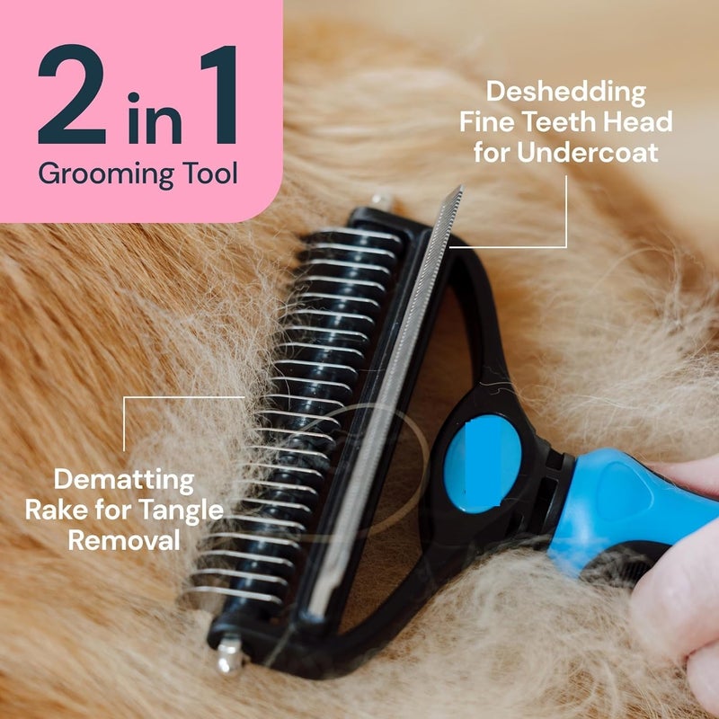 COFIEX 2-in-1 Dog Grooming Kit: Deshedding Tool & Dematting Comb for Small to Large Breeds - Reduce Shedding by 95% - Remove Mats and Tangles - Ideal for Short to Long Hair - Pet Brush for Dogs/Cats - Image 2