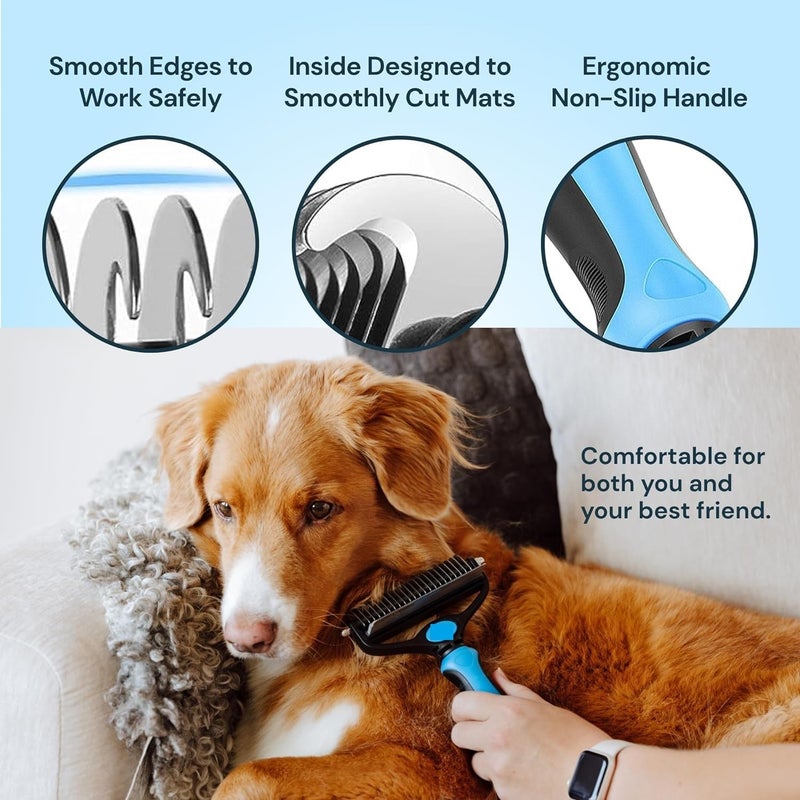 COFIEX 2-in-1 Dog Grooming Kit: Deshedding Tool & Dematting Comb for Small to Large Breeds - Reduce Shedding by 95% - Remove Mats and Tangles - Ideal for Short to Long Hair - Pet Brush for Dogs/Cats - Image 5