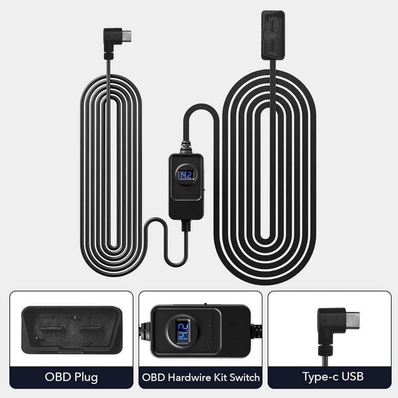 REDTIGER Dash Cam OBD Hardwire Kit Power Cable Type USB C Port,10FT 12V-24V to 5V,for Dash Camera, Low Voltage Protection - Image 5