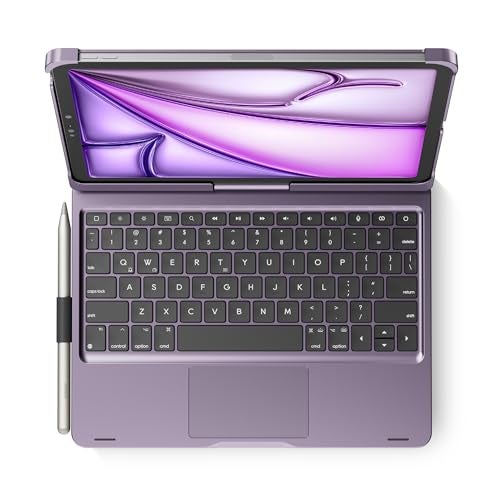 edaiser Swivel Keyboard Case for 2025 iPad (11th-10th)& iPad Air 11-inch (M2-M3)& iPad Air 5/4th Gen & iPad Pro 11 inch (4th-1st); Rotatable Cover with Pencil Holder Trackpad Backlit, Metallic Purple - Image 1