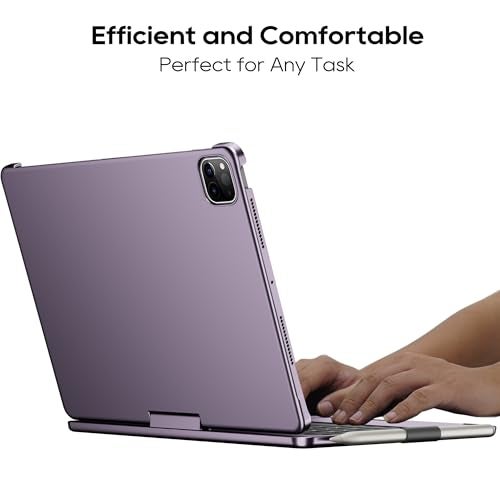 edaiser Swivel Keyboard Case for 2025 iPad (11th-10th)& iPad Air 11-inch (M2-M3)& iPad Air 5/4th Gen & iPad Pro 11 inch (4th-1st); Rotatable Cover with Pencil Holder Trackpad Backlit, Metallic Purple - Image 3