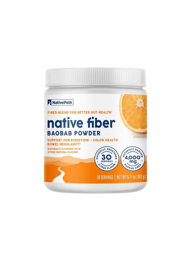 NativePath Organic Baobab Prebiotic Fiber Powder - Digestive Health Supplement - Natural Orange Flavor, 30 Servings - Image 1