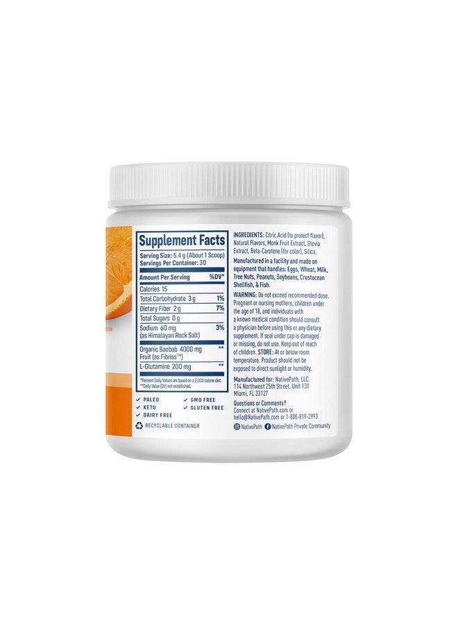 NativePath Organic Baobab Prebiotic Fiber Powder - Digestive Health Supplement - Natural Orange Flavor, 30 Servings - Image 3