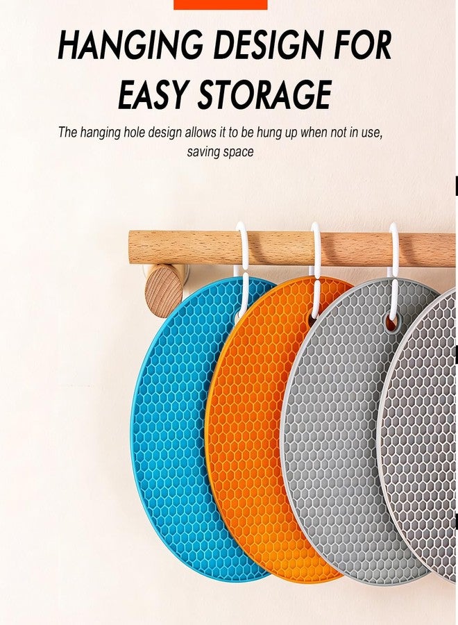 erioctry 7 Inch Silicone Jar Opener Pads 3 Pcs Non-Slip Grippers Textured Easy-Twist Bottle Lid Remover Multipurpose Round Coasters (Orange/Blue/Gray) - Image 5