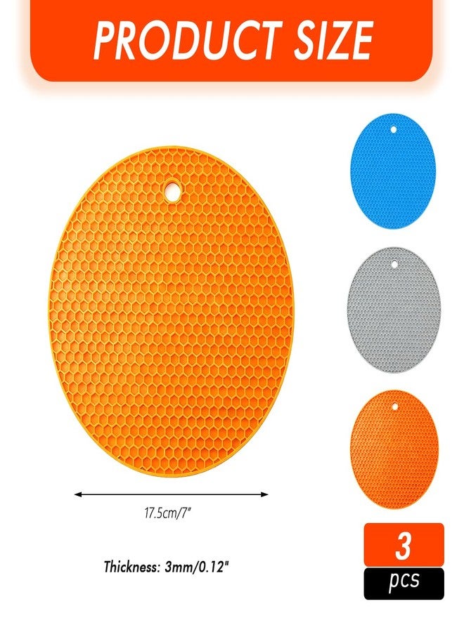 erioctry 7 Inch Silicone Jar Opener Pads 3 Pcs Non-Slip Grippers Textured Easy-Twist Bottle Lid Remover Multipurpose Round Coasters (Orange/Blue/Gray) - Image 2