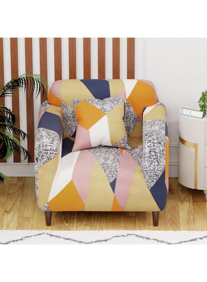 لوكزر غطاء أريكة Lukzer Universal بمقعد واحد مع كيس وسادة واحد، 140 جرام لكل متر مربع، غطاء مرن كبير لحماية الأريكة قابل للتمدد (تصميم متعدد الألوان/90-140 سم) SC-044-01 - Image 5