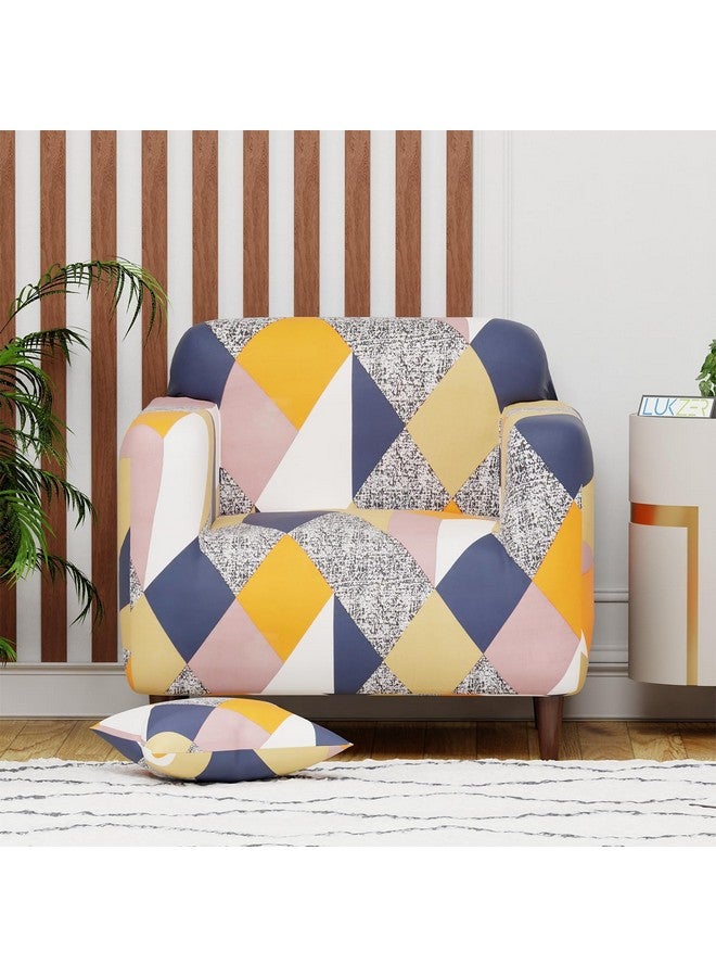 لوكزر غطاء أريكة Lukzer Universal بمقعد واحد مع كيس وسادة واحد، 140 جرام لكل متر مربع، غطاء مرن كبير لحماية الأريكة قابل للتمدد (تصميم متعدد الألوان/90-140 سم) SC-044-01 - Image 2