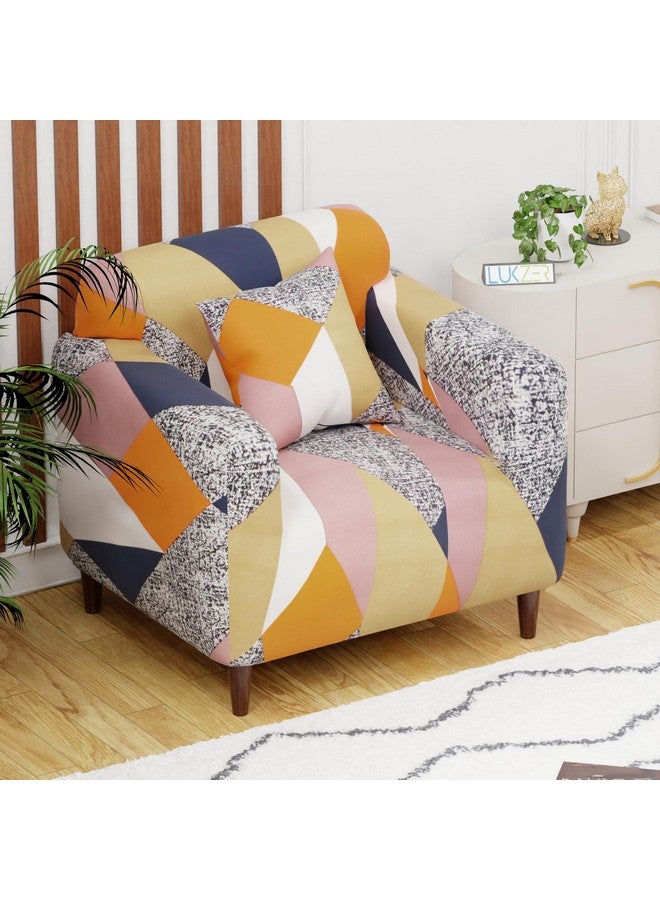 لوكزر غطاء أريكة Lukzer Universal بمقعد واحد مع كيس وسادة واحد، 140 جرام لكل متر مربع، غطاء مرن كبير لحماية الأريكة قابل للتمدد (تصميم متعدد الألوان/90-140 سم) SC-044-01 - Image 1