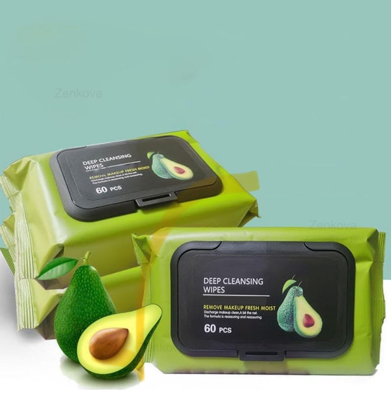 Zenkova Beauty Clean Glow Makeup Remover Wipes With Green Tea And Calendula Extracts Cleansing And Hydrating Facial Wipes 60 Wipes - Image 1