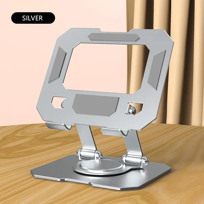 SKYCELL Tablet Stand Holder for Table 360 Rotating Portable Aluminum Adjustable Folding Tablet Stand Holder for I Pad, Flexible Rotation Stand for Bad, Table, Office, Home Floor Stand (Grey) - Image 5