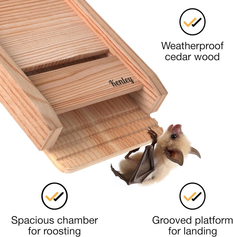Kenley Bat House - Handcrafted Bat Box for Outside from Cedar Wood - Weatherproof Bat Houses for Outdoors - Bat Boxes Designed to Attract Bats - Easy for Bats to Land and Roost (Natural, One Chamber) - Image 2