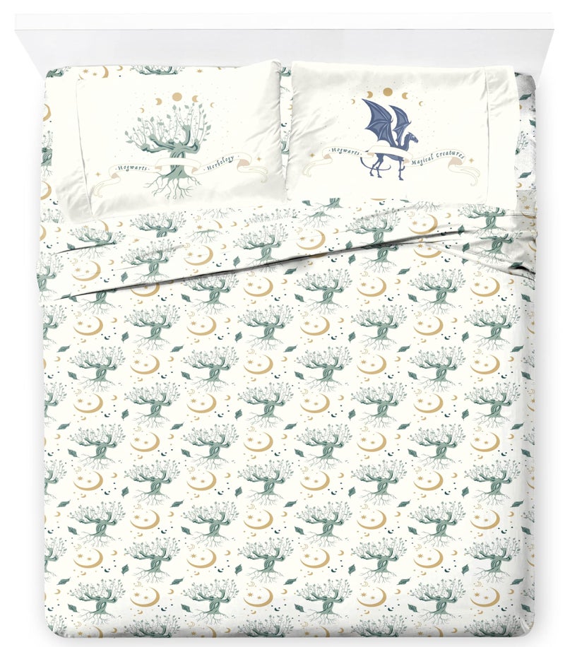 Jay Franco Kids Sheet Set with Fitted, Flat Sheets & Pillow Cover - Ultra-Soft Bedding with Pillowcase for Room Decor, White - Harry Potter, 4 Piece Queen - Image 1