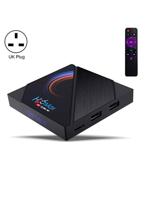 H96 Max 6K Ultra HD Smart TV Box with Remote Controller, Android 10.0, Allwinner H616 Quad Core ARM Cortex-A53, 2GB+16GB, Support TF Card / USBx2 / AV / HDMI / WIFI, UK Plug