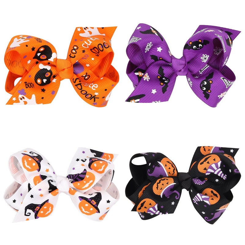 Love Sweety Baby Rose Halloween Headband Infant Pumpkin Hairband Bow Hair Clips 4pc clips - Image 1