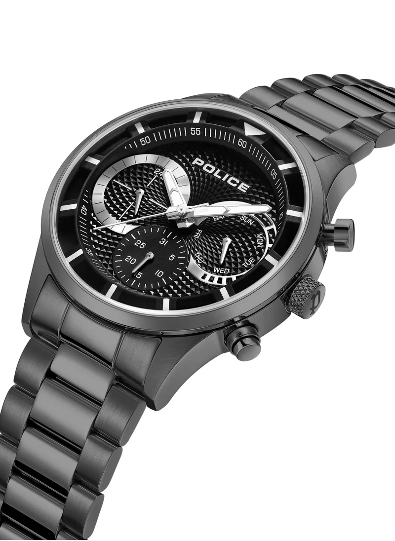 بوليس Police Driver Iii Gun Metal Stainless Steel Bracelet Round Stainless Steel Case Gents Watch