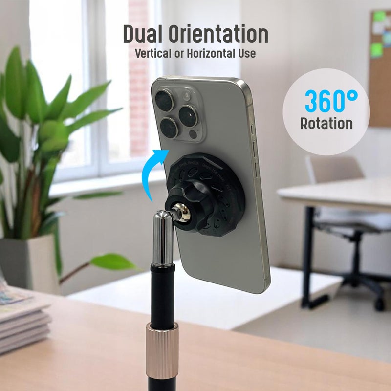 GALVANOX Magnetic Fast-Charging Desk Phone Stand (Adjustable Height) Compatible with MagSafe, Tall Wireless Charger, Heavy Metal Base (15W) Desktop iPhone Holder, Great for Office/Video Calls - Image 3