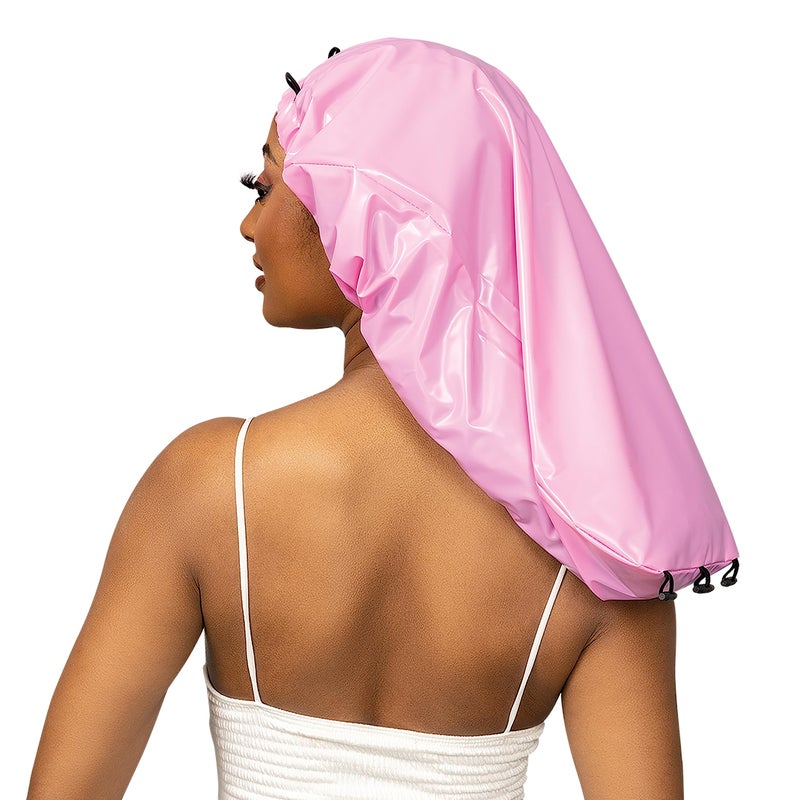 Esha Girl - Shower Cap For Extra Long Hair  Braids  Locs  Twists - Waterproof - Snug Fit Guarantees No Leaks - Easy Button Up (Pink  X-Long (30"" X 9"")) - Image 3