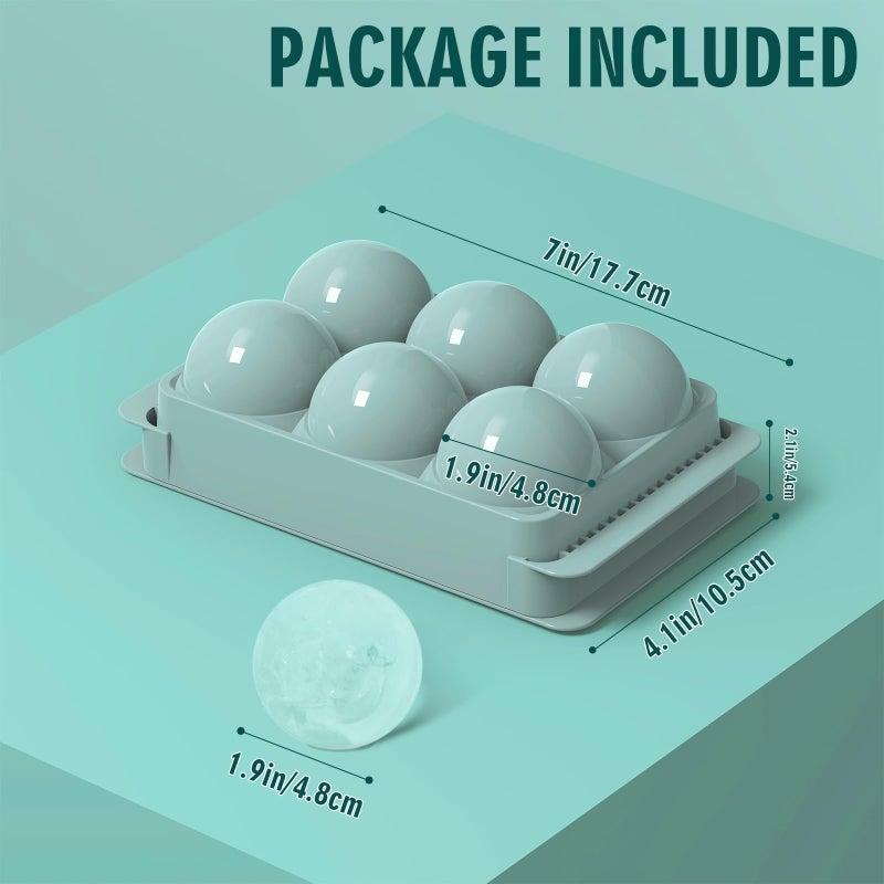 WIBIMEN Large Ice Cube Molds, Big Round Whiskey Ice Cube Trays for Freezer, Easy to Fill & Release, Whiskey Bourbon Cocktail(1.9In*6 Balls- Blue/1 Pack) - Image 4