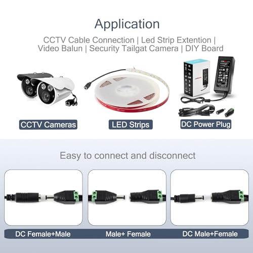 CHANZON (10 x Male DC Power Connector 5.5mm x 2.1mm 12V 24V Power Jack Socket for Led Strip CCTV Security Camera Cable Wire Ends 10Pcs Plug Adapter - Image 4