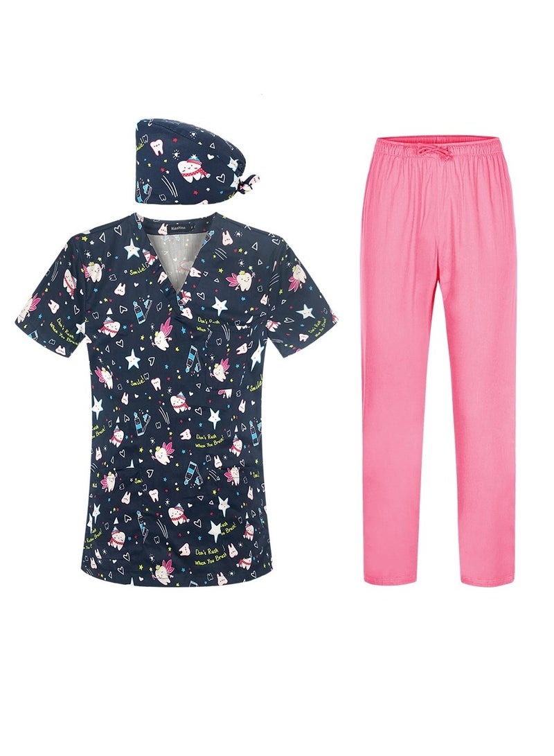 KUYING New V-neck Printed Short Sleeved Pants Surgical Gown And Work Uniform  - Image 1