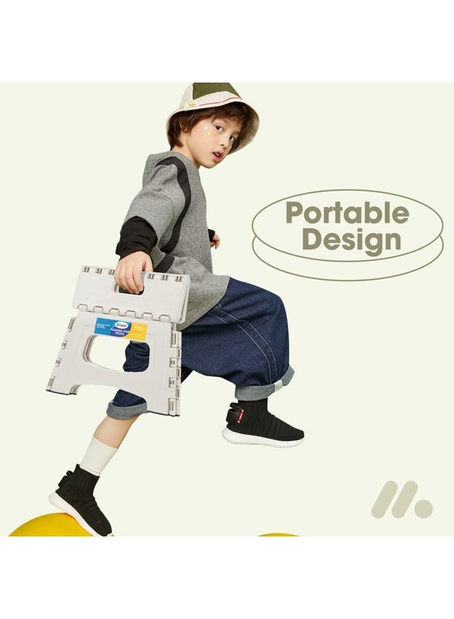 Korpai 2022 Upgrade 9" Folding Step Stool for Adults and Kids Holds Up to 300 lbs ,Non-Slip Folding Stools with Portable Handle, Compact Plastic Foldable Step Stool for Bathroom,Kitchen,Cool Grey,1PC - Image 5