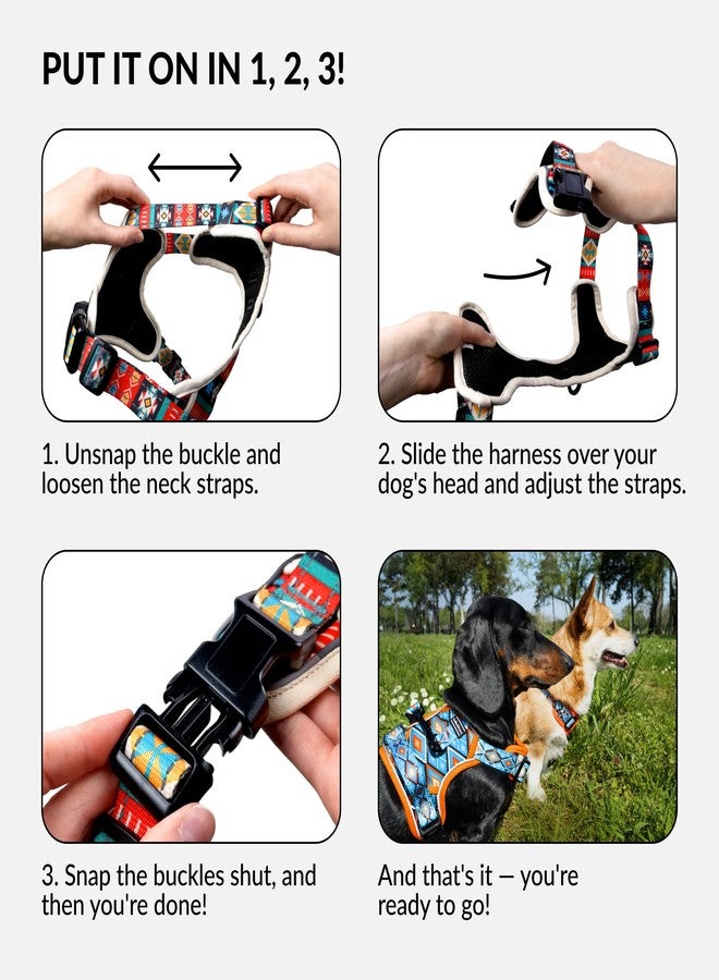 CollarDirect No Pull Reflective Dog Harness with Handle and Front Clip, Adjustible Soft Padded Vest for Small to Large Dogs Training and Walk (Size L, Pattern PT2) - Image 3