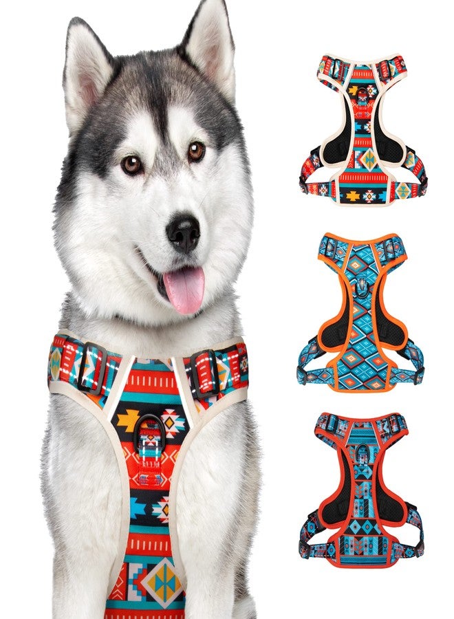 CollarDirect No Pull Reflective Dog Harness with Handle and Front Clip, Adjustible Soft Padded Vest for Small to Large Dogs Training and Walk (Size L, Pattern PT2) - Image 1