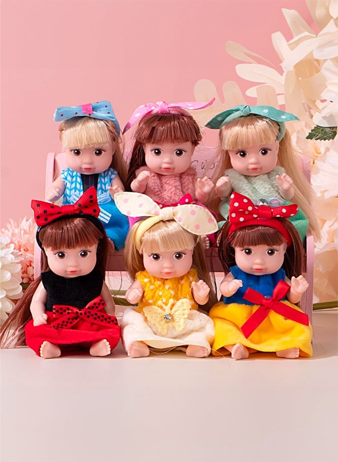 SHABILI 6pcs Mini Fashion Doll Set with PVC Plastic Body and Soft Dress Clothes, 11cm Princess Baby Dolls in Gift Box for Pretend Play Collecting and Room Decor, Toy Gift for Boys and Girls Ages 3+ Years - Image 3