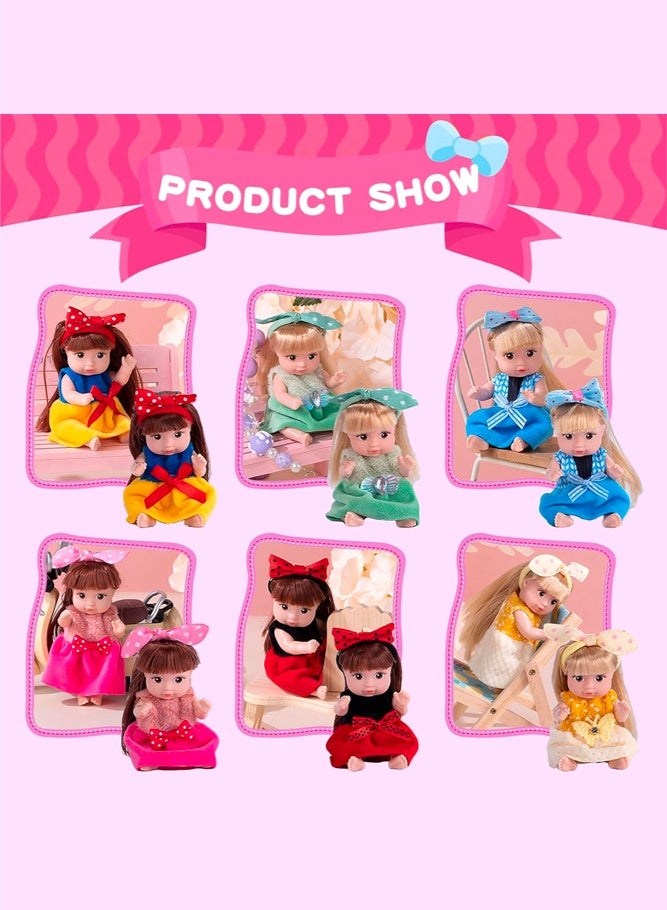 SHABILI 6pcs Mini Fashion Doll Set with PVC Plastic Body and Soft Dress Clothes, 11cm Princess Baby Dolls in Gift Box for Pretend Play Collecting and Room Decor, Toy Gift for Boys and Girls Ages 3+ Years - Image 4