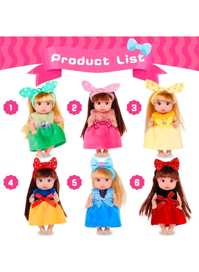 SHABILI 6pcs Mini Fashion Doll Set with PVC Plastic Body and Soft Dress Clothes, 11cm Princess Baby Dolls in Gift Box for Pretend Play Collecting and Room Decor, Toy Gift for Boys and Girls Ages 3+ Years - Image 5