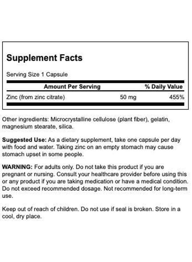 SWANSON Zinc Citrate Immune Support Prostate Health 50 Milligrams 60 Capsules - Image 2
