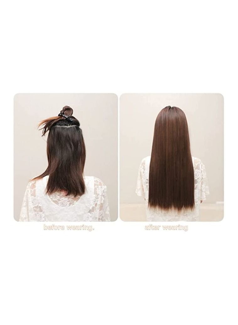 Estelle Eestelle full head one-piece long straight and Body Wave hair extension, with 5 clips, suitable for women and girls (#33, Straight) - Image 4