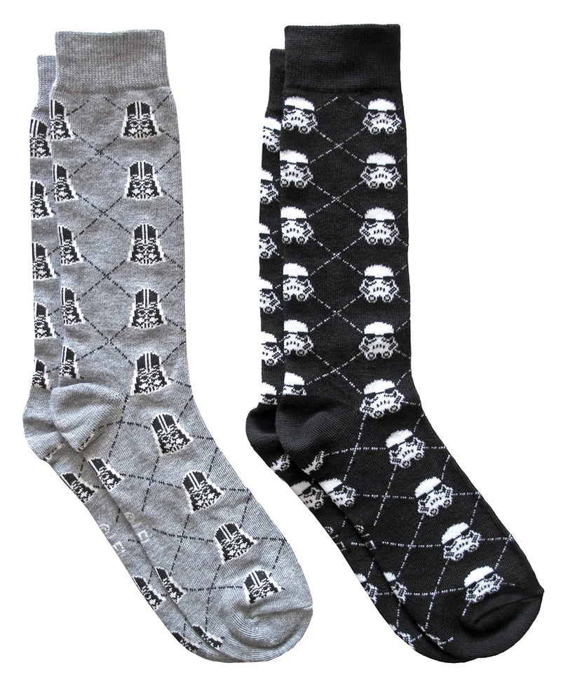 Hyp Star Wars Darth Vader/Stormtrooper Argyle Men's Crew Socks 2 Pair Pack Shoe Size 6-12 - Image 1