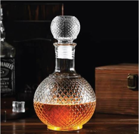 Nanson 1000ml Glass Whiskey Decanter European Design BPAFree Airtight Silicone Cap Round Oval Bottle for Scotch Bourbon Vodka Wine Liquor - Image 1