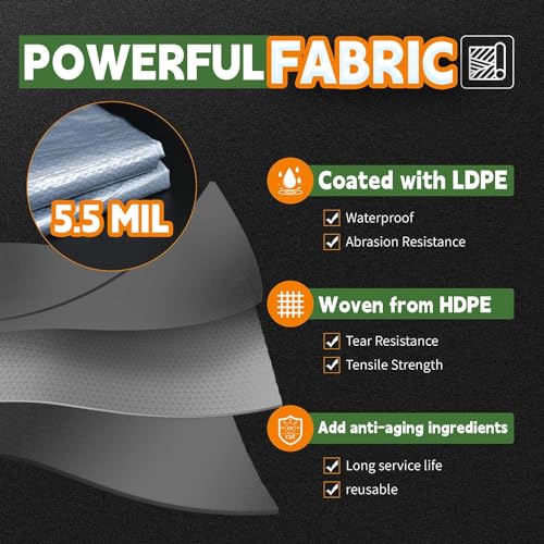 RAINDEWAY Small Tarps Waterproof 3x3 Feet（Pack of 2） 5.5 Mil Thick, Multipurpose Waterproof Poly Tarp Cover，Camping Tarpaulin Silver/Blue Tarp Finished Size - Image 3