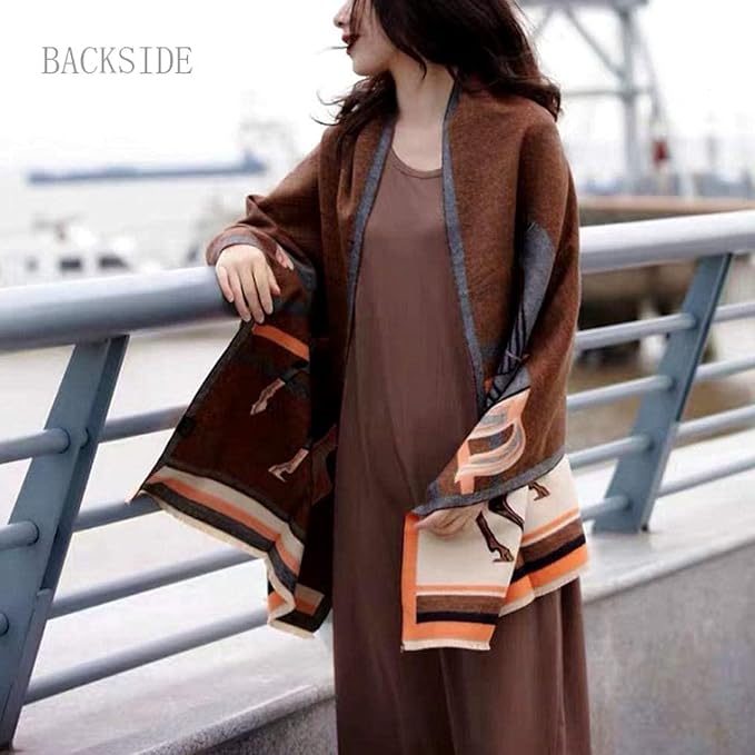 EXTREE Scarfs for Women Pashmina Silky Shawl Wrap for Evening Dressing Blanket Open Front Poncho Cape - Image 5