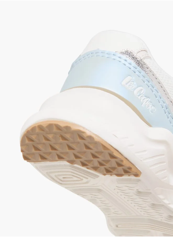 لي كوبر Girls' Panelled Sneakers with Hook and Loop Closure
