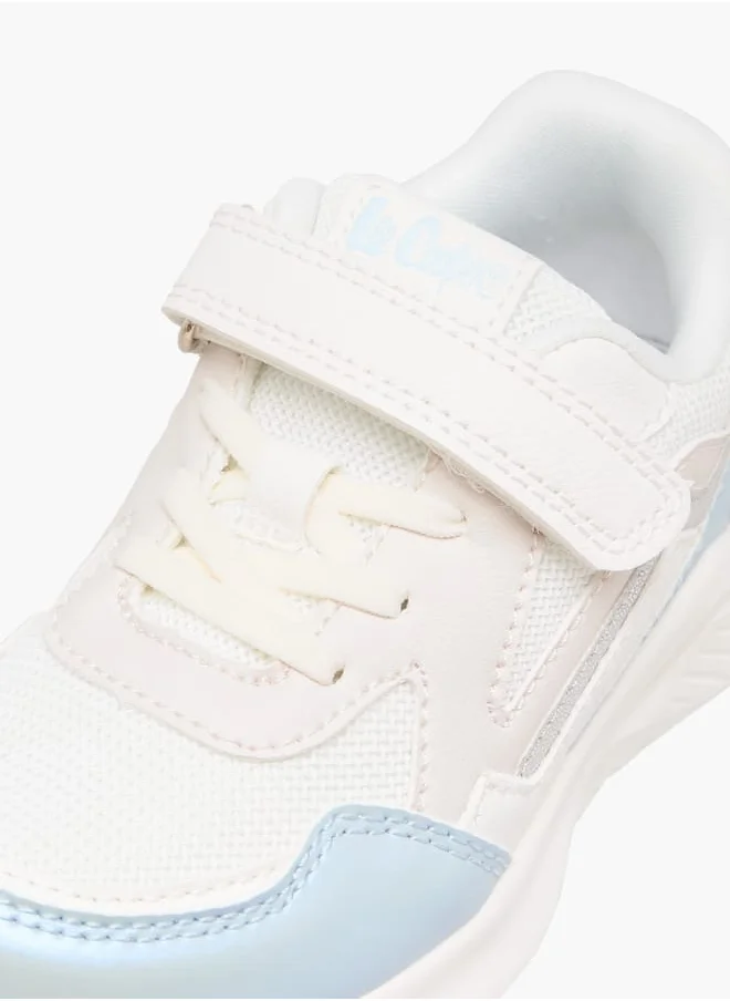 لي كوبر Girls' Panelled Sneakers with Hook and Loop Closure